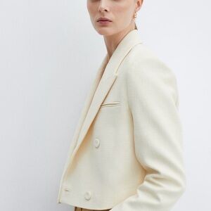 Mango Ivory Double-Breasted Blazer